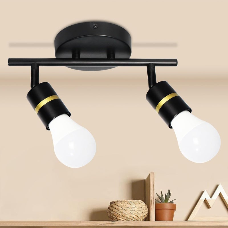 LTBLIGHT LED Track Lighting Fixtures, Rotatable Ceiling Light Kit, Flush Mount Matte Black Ceiling Spotlight, Track Lighting for Kitchen, Bedroom, Hallway, E26 Base, Bulbs Not Included (2-Light) - Image 1